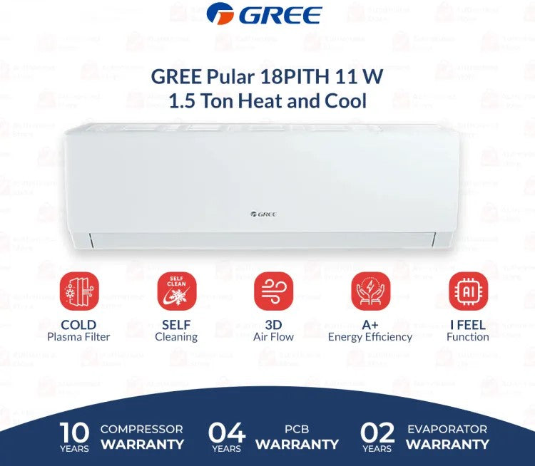 GREE GS-18PITH11W 1.5 TON Dc Inverter Ac | PULAR SERIES Self Cleaning, Heat & Cool, Energy Saving