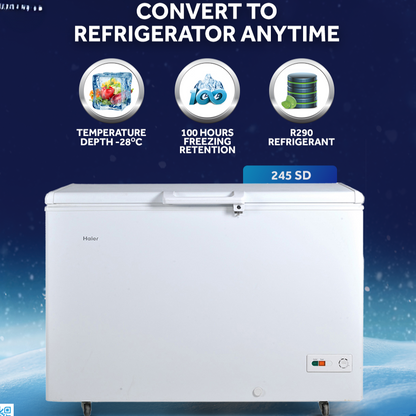 Haier HDF - 245-SD Regular Deep Freezer 8CFT - Single Door-Convertible