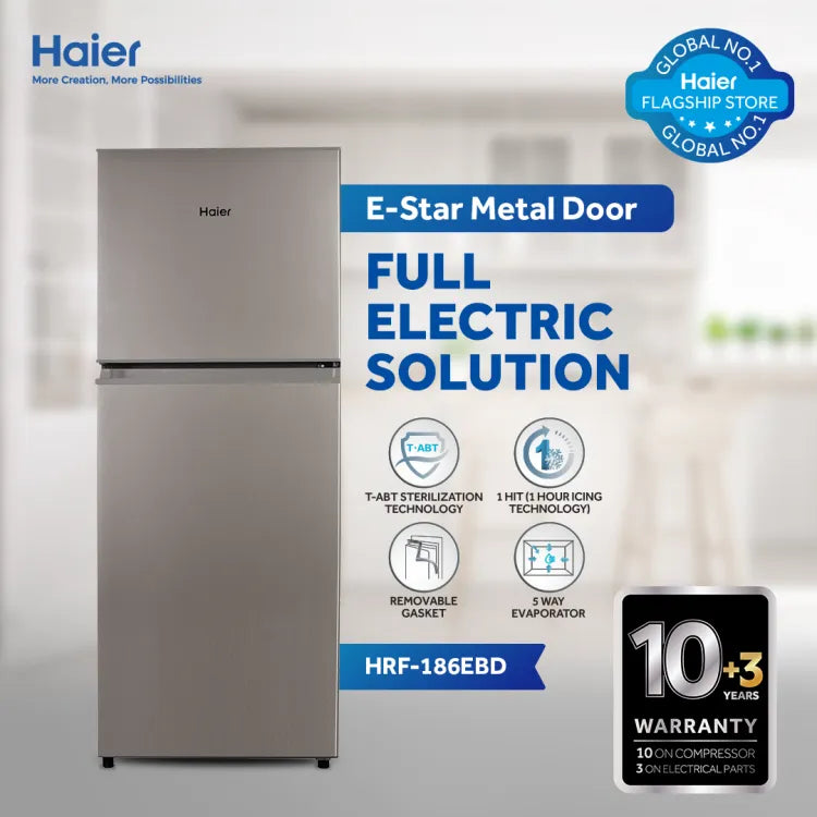 Haier HRF-186 EBS/EBD Refrigerator 7 CFT - -25°C Deep Freezing - R600A Refrigerant - 10 Years Warranty