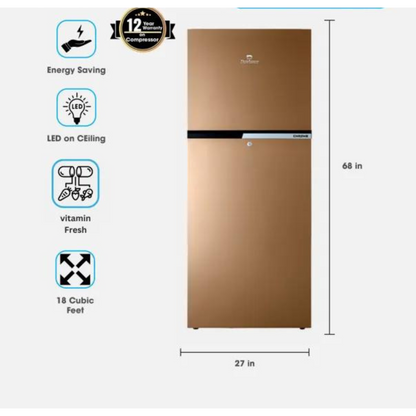 Dawlance 9193 LF Chrome 18 Cubic Feet Refrigerator Touch Display, Energy Class A+ | 12 Years Warranty