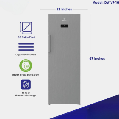 Dawlance 1045 Convertible No Frost Vertical Freezer 12CFT -  Inverter Technology  -   12 Years Warranty