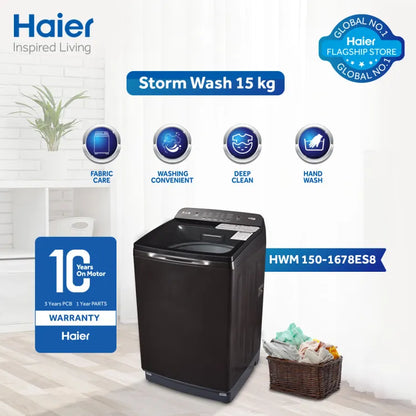 Haier 150-1678 Fully Automatic-Top Load Washing Machine | 15 Kg | 10 Years Brand Warranty