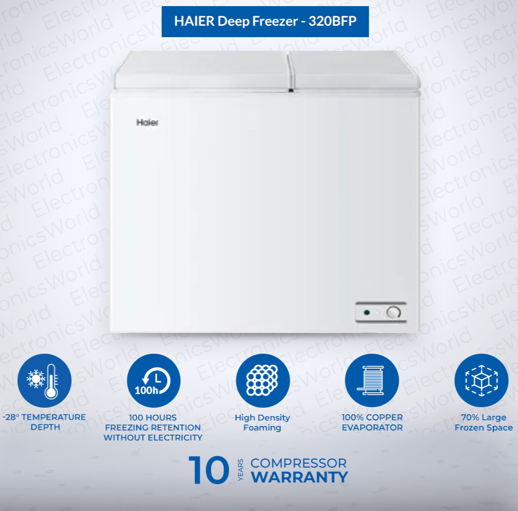 Haier HDF - 320 - H Regular Deep Freezer 14 CFT - 2 in 1 Double Door Fridge & Freezer