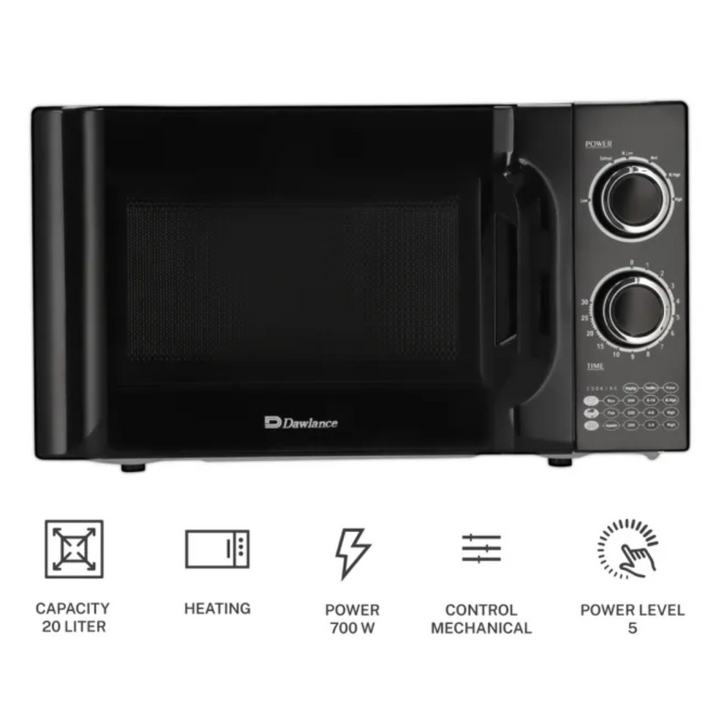 Dawlance MD‑4 20L microwave oven in black