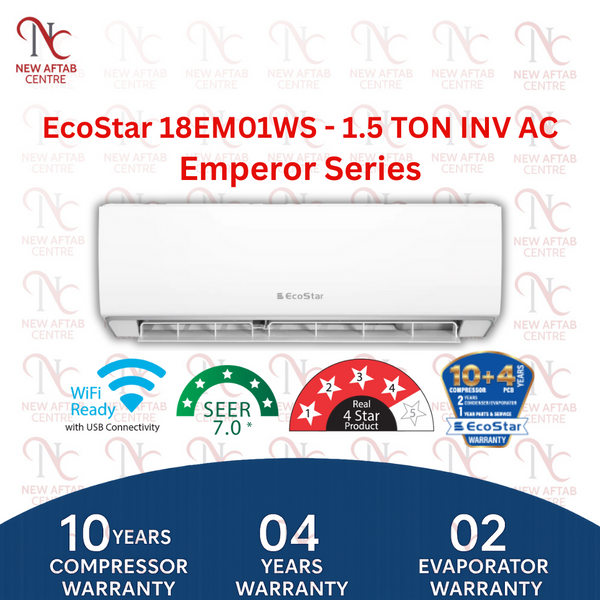 EcoStar ES-18EM01WS AC 1.5 TON Inverter Emperor Series (Heat & Cool)