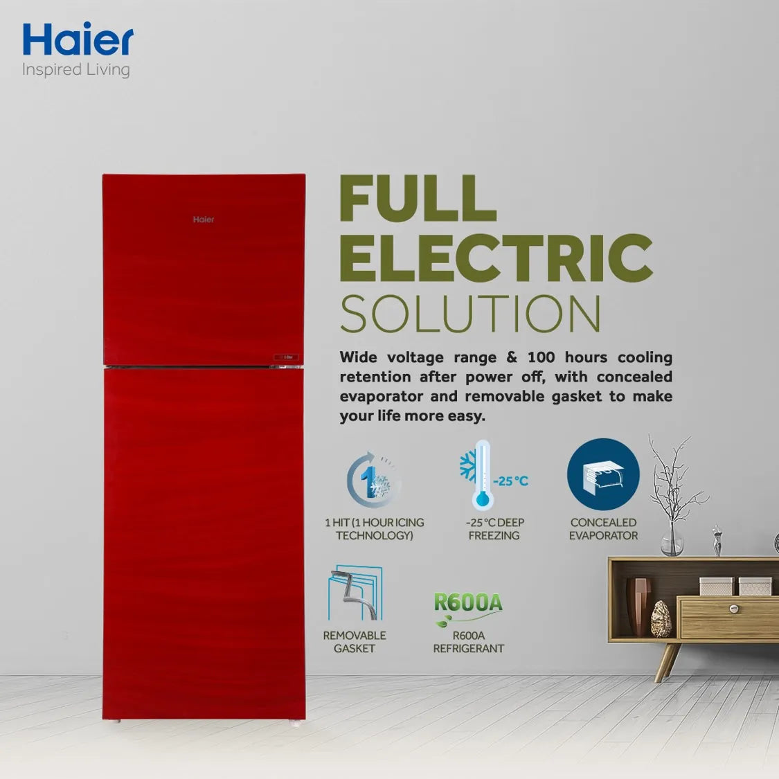 Haier HRF 276 EPR Refrigerator 10 Cubic - E star Series - R600A Refrigerant - 5 Way Evaporator - 10 Years Warranty