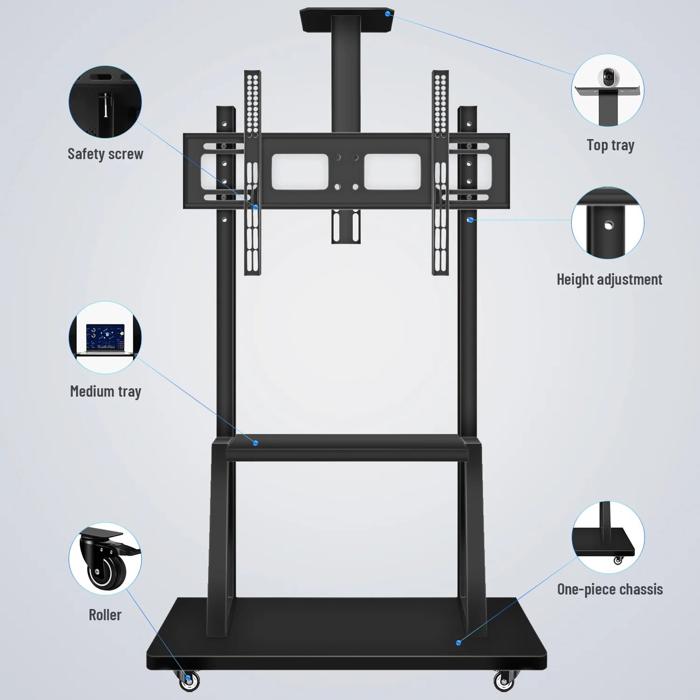 LED TV Stand Portable Rooling with Wheels for 32 to 65 Inch